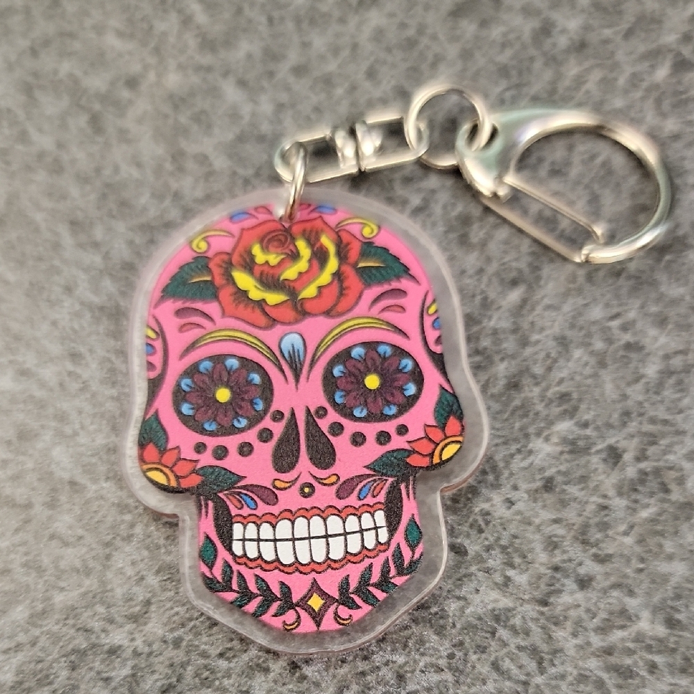 Colorful Sugar Skull Keychain